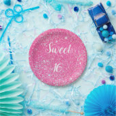 SWEET 16-jarige Sparkle Hot Pink Glitter Papieren Bordje (Feest)