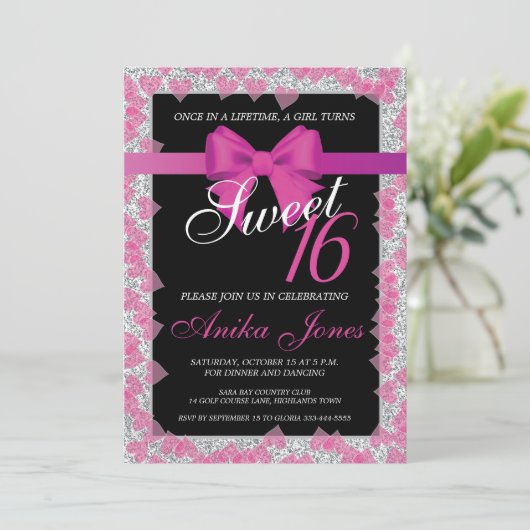 Sweet 16-jarige uitnodiging (Staand voorkant)