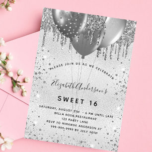 Sweet 16-jarige zilverglitter kaart