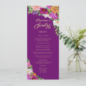 Sweet 16 Joyful Floral Waterverf Paars Menu (Staand voorkant)