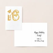 Sweet 16 Jubileum Schattigee Harten Typografie Folie Kaarten (Display)