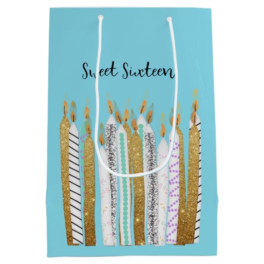 Sweet 16 kaarsen Verjaardag Medium Cadeauzakje (Achterkant)
