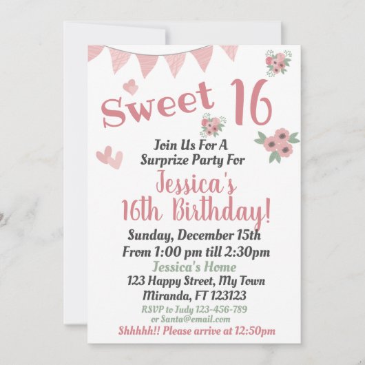 sweet 16 kaart (Voorkant)