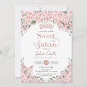 Sweet 16 Kersenbloesem Roos Gouden Vlinders Kaart (Voorkant)