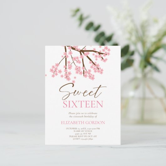 Sweet 16 Kersenbloesems Verjaardag Lente Bloemen Briefkaart (Staand voorkant)