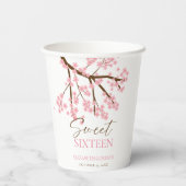 Sweet 16 Kersenbloesems Verjaardag Lente Bloemen Papieren Bekers (Achterkant)