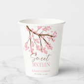 Sweet 16 Kersenbloesems Verjaardag Lente Bloemen Papieren Bekers (Voorkant)