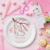 Sweet 16 Kersenbloesems Verjaardag Lente Bloemen Papieren Bordje (Feest)