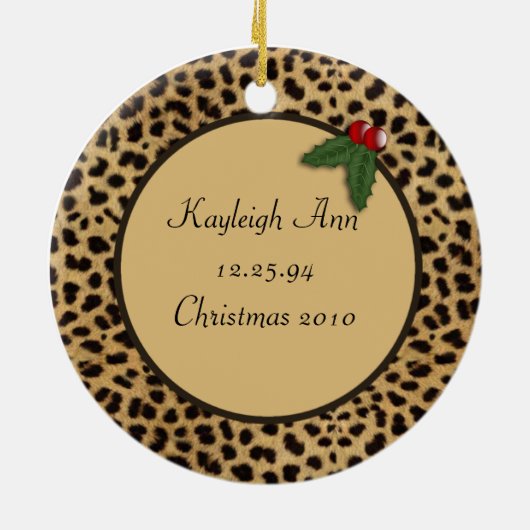 Sweet 16 kerstversiering met luipaard keramisch ornament (Achterkant)