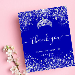 Sweet 16 koninklijk blauwe glitters budget bedankk