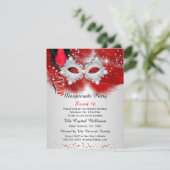 Sweet 16 Lace Mask Red Silver Masquerade Kaart (Staand voorkant)