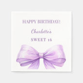 Sweet 16 lavender bow servet (Voorkant)