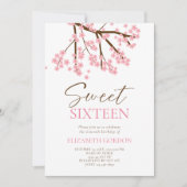 Sweet 16 lente kersenbloesems bloemenverjaardag kaart (Voorkant)