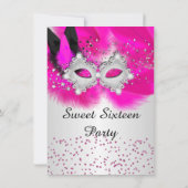 Sweet 16-lettermaskers, hot-roze Silver Masquerade Kaart (Achterkant)