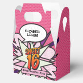 Sweet 16 Leuk Meisjesachtig Roze Modern Strips Geb Bedankdoosjes (Geopend)