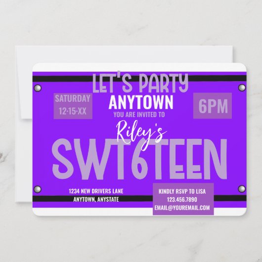 Sweet 16 | Licentie | 16e verjaardag Uitnodiging (Voorkant)