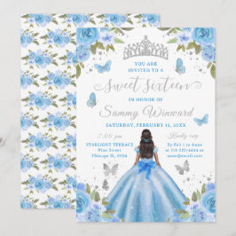 Sweet 16 Light Blue Princess African American Girl Kaart