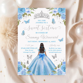 Sweet 16 Light Blue Princess African American Girl Kaart