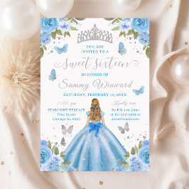 Sweet 16 Light Blue Princess Blonde Girl Kaart