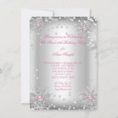 Sweet 16 Light Pink Silver Winter Wonderland Kaart (Achterkant)