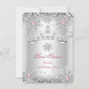 Sweet 16 Light Pink Silver Winter Wonderland Kaart