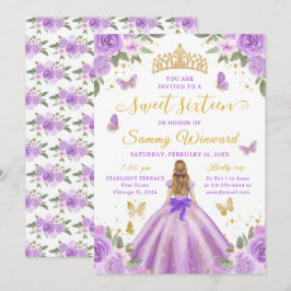 Sweet 16 Light Purple Princess Blonde Girl Kaart