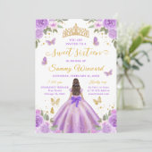 Sweet 16 Light Purple Princess Brunette Girl Kaart (Staand voorkant)