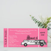 Sweet 16 Limo Party Pass Kaart (Staand voorkant)