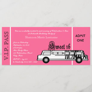 Sweet 16 Limo Party Pass Kaart