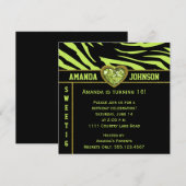 Sweet 16 Limoen Black Zebra Limoen en Gold Heart Kaart (Voorkant / Achterkant)