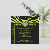 Sweet 16 Limoen Black Zebra Limoen en Gold Heart Kaart (Staand voorkant)