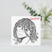 Sweet 16, lineart feestdagenkaart (Staand voorkant)