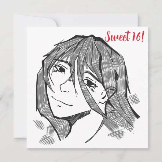 Sweet 16, lineart feestdagenkaart (Voorkant)