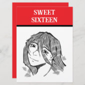 Sweet 16 lineart  feestdagenkaart (Voorkant / Achterkant)