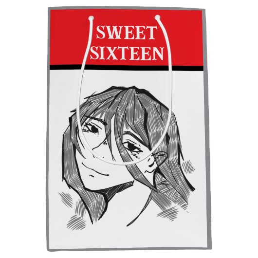 Sweet 16 lineart  medium cadeauzakje (Voorkant)