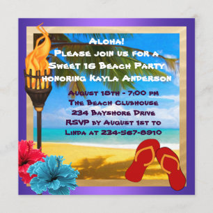Sweet 16 Luau Strandfeest Kaart