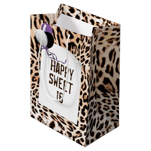 Sweet 16-luipaard afdrukken medium cadeauzakje (Voorkant Gekanteld)
