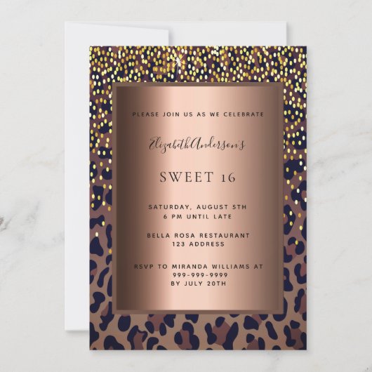 Sweet 16 luipaard patroon brons kaart (Voorkant)