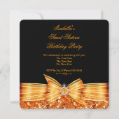 Sweet 16 Luxe Glitter Oranje Gold Black Party Kaart (Achterkant)