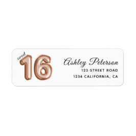 Sweet 16 Luxury Roos gold Balloons Etiket