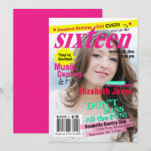 Sweet 16 Magazine Hoesje Birthday Uitnodiging (Voorkant / Achterkant)