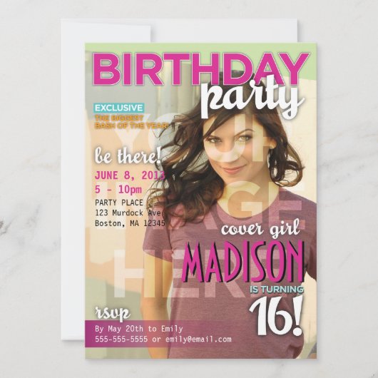 Sweet 16 Magazine Hoesje Birthday Uitnodiging (Voorkant)