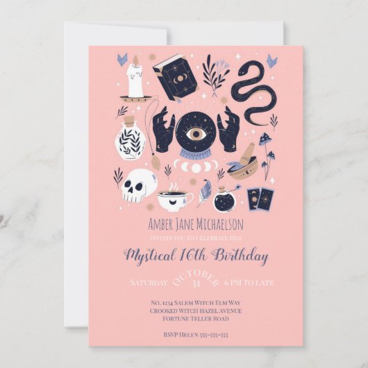 Sweet 16 Magic 16th Birthday Fortune Teller Mystic Kaart (Voorkant)