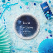 Sweet 16 marineblauw glitter papier Bord (Feest)