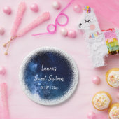 Sweet 16 marineblauw glitter papier Bord (Feest)