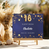 Sweet 16 marineblauw gouden sterren gastenboek
