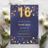 Sweet 16 marineblauw gouden sterren kaart