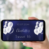 Sweet 16 marineblauw-witte ballonpartij perfect poster