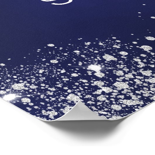 Sweet 16 marineblauw zilverglitter welkom poster (Hoek)