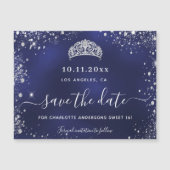 Sweet 16 marinesluiblauwe zilver, met uitzondering magnetische uitnodiging (Voorkant)